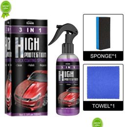 Car Cleaning Tools Nieuwe keramische wasstraat met hoge bescherming Versterken 3 in 1 Quick Coat Polish Sealer Spray Nano Coating Polijsten Spuiten Dhrrz