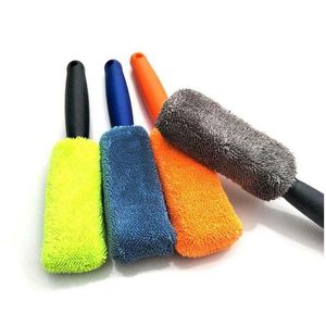 Outils de nettoyage de voiture Brosses de lavage de pneus de véhicule Brosse de roue Brosse de gommage en microfibre Soins de la poussière Supprimer l'outil de nettoyage de lavage Livraison directe Automobi Dh7Yz