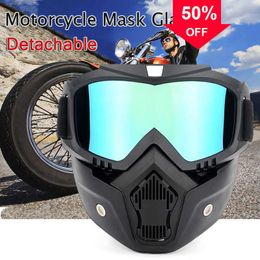 Auto Kleurrijk Masker Bril Motorfiets Skiën Winddichte bril UV-bescherming Afneembare Mode Sportbril met Mondfilter