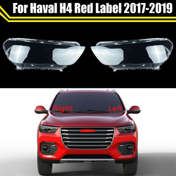 Cubierta de coche, carcasa de faro, lente transparente, pantalla de cristal para Great Wall Haval H4, etiqueta roja 2017 2018 2019