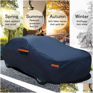 Cubiertas para automóviles 190T FL Car Er Snow Impermeable Anti UV Parasol Protección resistente al polvo para Cadillac / A4 / Peugeot 307 / VW H220425 Drop Deli Dh7Rk