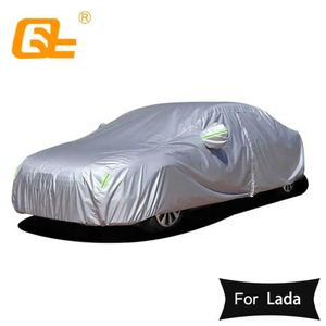 Autoverdekkingen 190T Universele autoverekken Outdoor Sun Protection Dust Oid Rainproof Sneeuwbescherming voor Lada Kalina Vesta Largus Priora Niva T240509