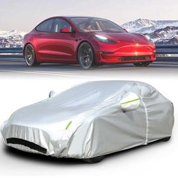 Couvre la voiture All Mether Car Cover pour Tesla Modèle 3 / Y avec porte de porte à glissière ventilée Porte d'ouverture du port d'ouverture du coffre d'ouverture T240509
