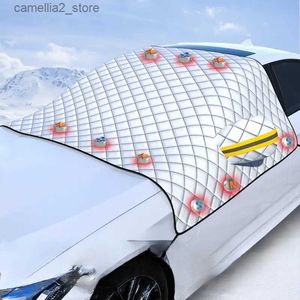 Couvertures pour voiture Voiture magnétique voiture pare-neige pare-brise avant pare-soleil épaissi bouclier de neige gel et protection contre le gel vêtements de voiture Q231012