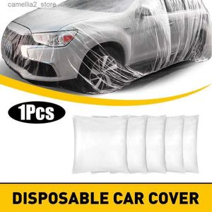 Housses de voiture Housse de voiture jetable en plastique vêtements de voiture couverture complète de garage universelle contre la poussière de pluie avec bande élastique 5,5/6/6,5/7 m étanche Q231012