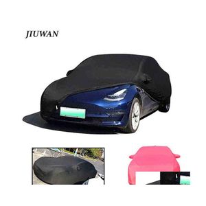 Couvertures de voiture Ers Jiuwan Stretch personnalisé anti-poussière anti-rayures anti-rayures anti-UV pour Tesla modèle 3 S X Y J220907 Drop Deliv Dhbok