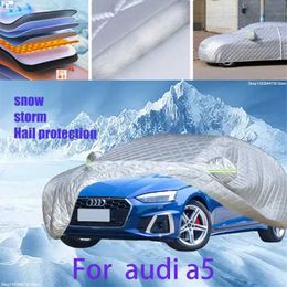 Couvertures de voiture pour Audi A5 Coton extérieur Autochure épaissie pour la voiture anti-grêle Cobines de neige du soleil étanche T240509.