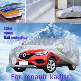Couvertures de voitures pour Renault Kadjar Outdoor Coton Autochure épaissie pour la voiture anti-grêle Cobines de neige du soleil Sunshade imperméable T240509