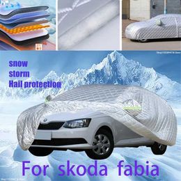 Couvertures de voiture pour Skoda Fabia 1 Coton extérieur Autochure épaissie pour la voiture anti-grêle Couvertures de neige du soleil Sunshade imperméable T240509