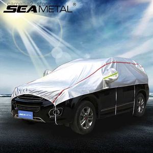 Car Covers Half Car Cover for SUV Waterproof Snow Cover with Reflective Stripe Oxford Sun Rain Snow Protection Cover Universal for Sedan Q231012