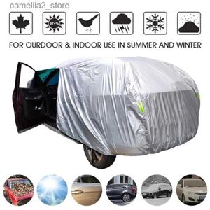 Car Covers Universal SUV/Sedan Full Car Covers Outdoor Waterproof Sun Rain Snow Protection UV Car Umbrella Silver S-XXL Auto Case Cover Q231012
