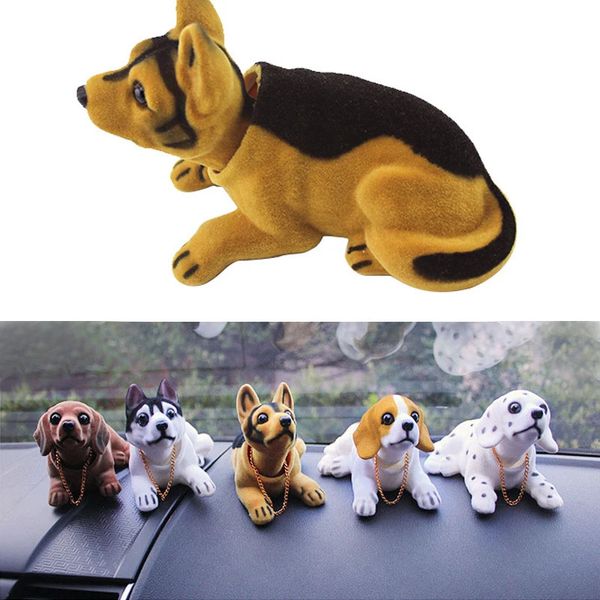 Decoración de mesa creativa para salpicadero de coche, adorno de regalo para perro con cabeza agitada, Husky, Beagle, San Bernardo, Pastor, 240124