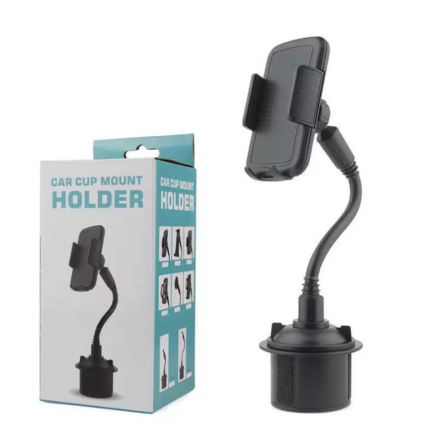 Portavasos para automóvil Soporte para teléfono Cuello de cisne ajustable Cuna giratoria para teléfono móvil de 360 grados para iPhone Samsung Galaxy Huawei