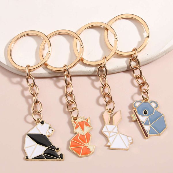 Coche lindo animal llavero panda zorro conejo koala key anillo de llave de origami llave llave regalos de amistad accesorios de joyería hechas de joyería