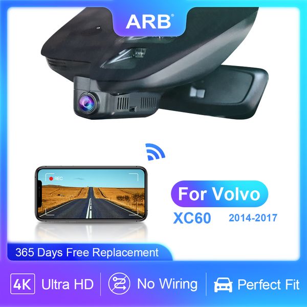 Cámara de tablero de automóvil para Volvo XC60 FACELIFT DE MIRA GEN 2017 2016 2015 2014, ARB 4K 2160P OEM Look DVR Control de aplicaciones DVR Conexión Wifi