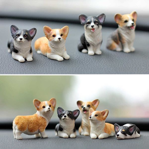 Salpicadero de coche, juguetes para perros, accesorios, decorar exquisito Mini Corgi, adorno de muñeca de resina, Interior de coche, decoraciones de regalo para cachorros bonitos AA230407