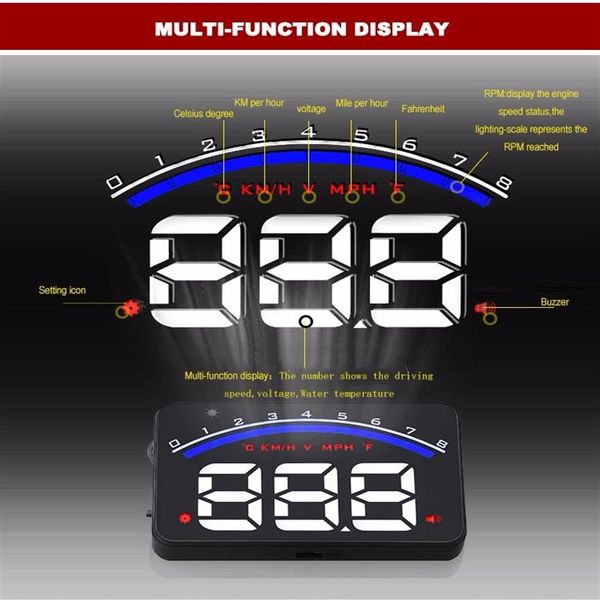 Proyector de salpicadero de coche OBD2 pantalla frontal parabrisas de coche HUD mini 3 5 pulgadas sistema de alarma de coche profesional 3084