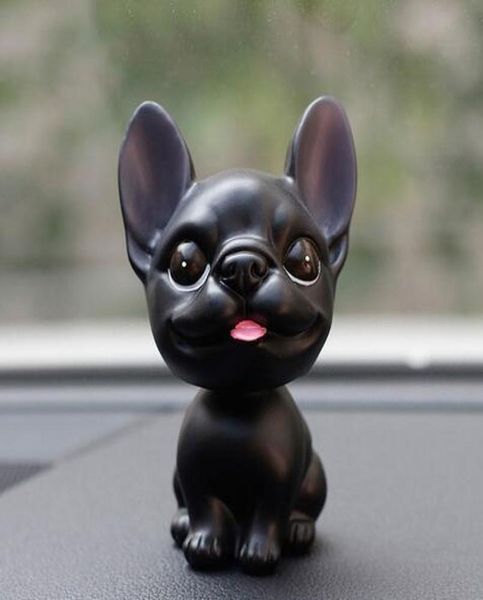 Jouets de tableau de bord de voiture, décor de chien hochant la tête, ornement de voiture bouledogue français secouant la tête, mignon Wobble Bobble Head, poupées de chiot, accessoire automobile 1075093