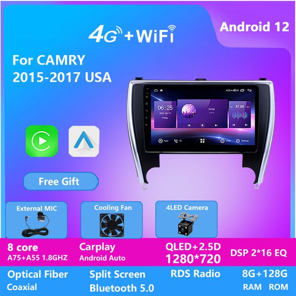 Panel de coche Video Multimedia 10 pulgadas unidad principal sistema de Audio Android estéreo para TOYOTA CAMRY 2015-2017 versión de EE. UU.