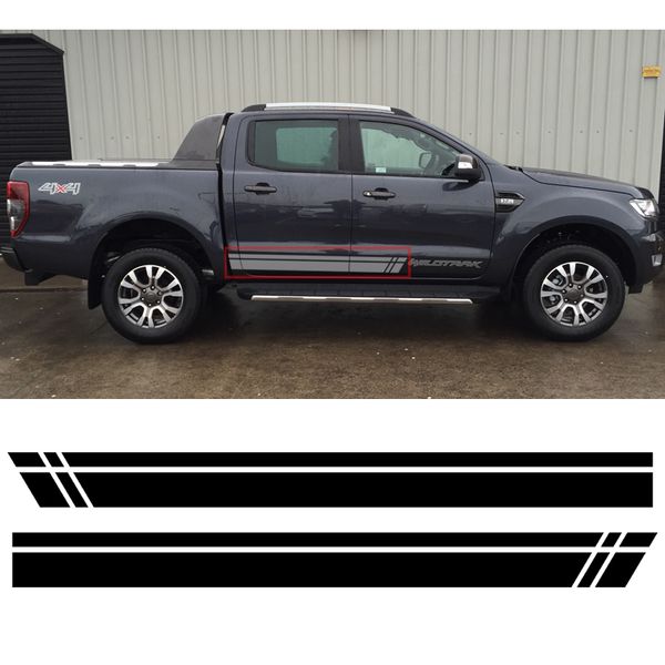 Décalcomanies de voiture 2 pièces Stripe de porte latérale hors route en vinyle cool cool autocollant ajustement personnalisé pour Ford Ranger 2012-2019