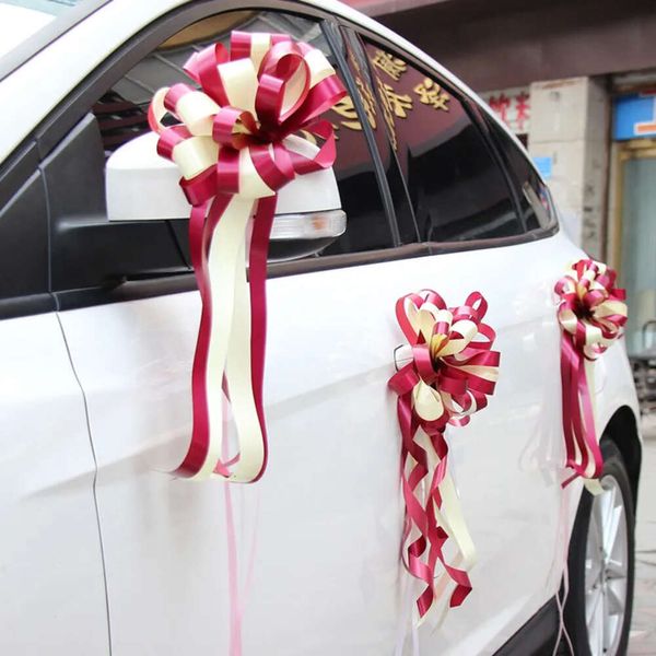 Accesorios de decoración de coche, arreglos, cinta de boda, bola de flores artificiales