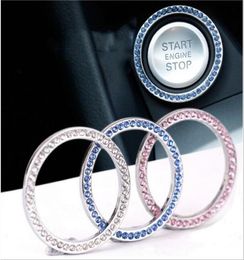 Auto decoratie stickers Kristal diamant onebutton start ring Steentjes cirkel Motor start Stop ring fit Voor Mercedes BMW thre5951474