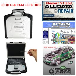 Auto diagnostisch hulpmiddel CF-30 Toughbook nieuwste Alldata v10 53 en ATSG Software 3 in 1 TB hdd full set op cf30 4GB laptop2464