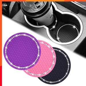 Auto Diamond Coaster Water Cup Bottle Holder Anti-slip Pad Mat Silicagel Waterdicht Voor Interieur Decoratie Auto Accessoires