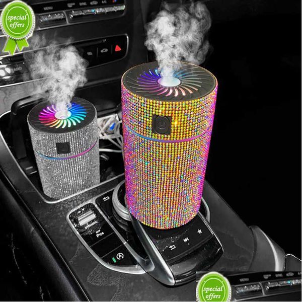 Humidificador del difusor del coche con luz LED Crystal Diamond Purificador de aire Aromaterapia Ambientador Accesorios Drop Entrega DHF2T