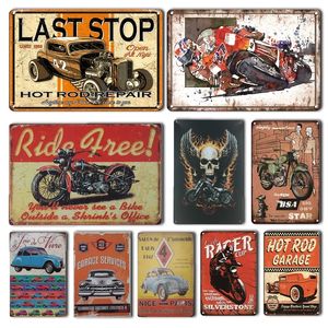 Voiture Diner Métal Peinture Vintage Moto Affiche Plaque Plaque Murale Décor Rétro Dirt Bike Tin Signe Chic Garage Décor À La Maison 20 cm x 30 cm Woo