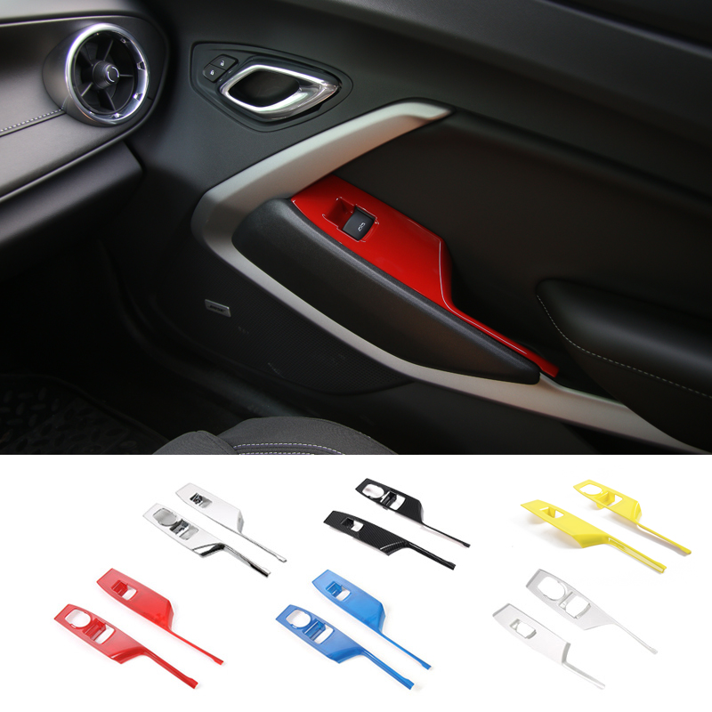 Drzwi samochodu przycisk podnoszenia podłokietowego panelu podłokietnika Pokrowiec Wykończenie ABS Pasek dekoracyjny dla Chevrolet Camaro Auto Wewnętrzne akcesoria