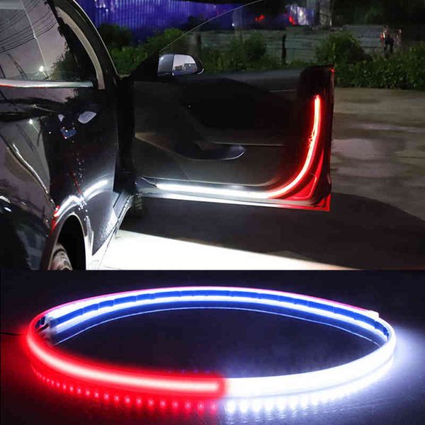 Décoration de porte de voiture Bandes lumineuses de bienvenue Lumières clignotantes stroboscopiques Sécurité 12V 120cm LED Avertissement d'ouverture LED Bande de lampe ambiante Auto Y220708