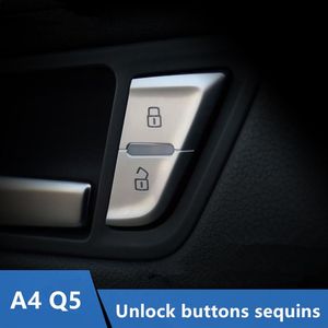 Auto Deur Unlock Knoppen Pailletten Decoratie Cover Trim 4 stuks voor Audi A4 09-16 Q5 10- 17 Chrome ABS Auto styling254e