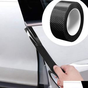 Portes de voiture Protections de bord de porte de voiture Film d'enveloppe en fibre de carbone 5D Vinyle transparent brillant Protection de seuil auto-adhésive Anti-collision compatible avec Mos Dhbzo