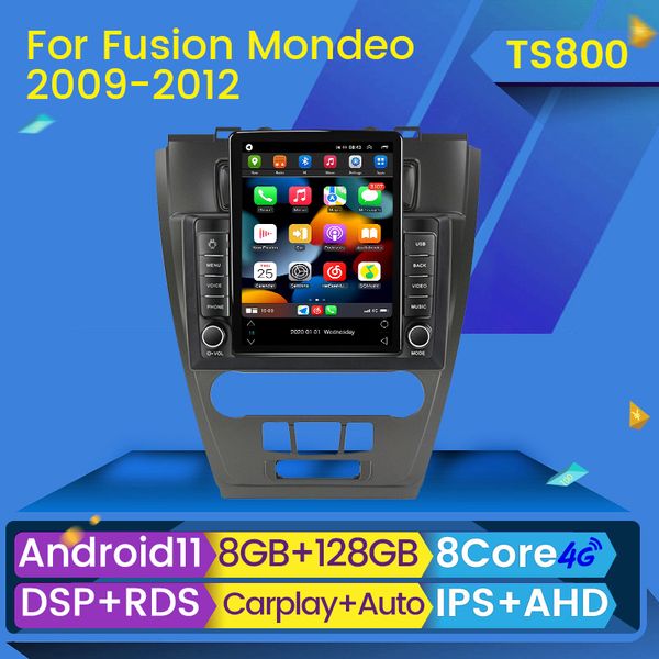 Lecteur dvd de voiture 128G Android stéréo Autoradio pour Ford Fusion Mondeo Mustang 2009-2012 Tesla multimédia vidéo Gps Carplay unité principale