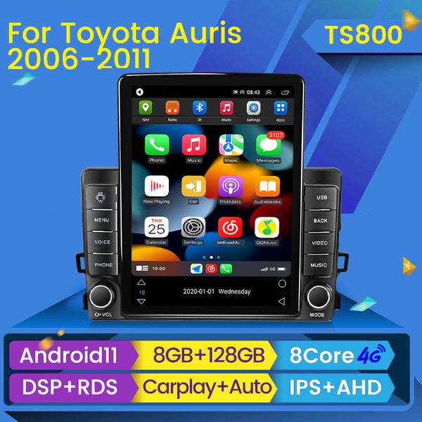 Voiture Dvd 2 Din Lecteur Multimédia GPS 2din Android Auto Radio Stéréo pour Toyota Auris E150 2006 -2012 Tesla Style Carplay Autoradio