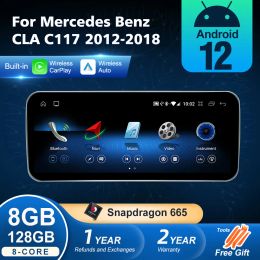 Dvd del coche Android 12 inalámbrico Auto CarPlay para Mercedes Benz CLA C117 2012-2018 navegación Multimedia para coche GPS SWC DSP 4G WiFi Netflix