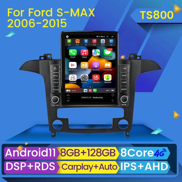 Dvd del coche Android 2DIN Auto Radio reproductor de vídeo para Ford S Max S-MAX 2007-2015 navegación Gps Android Auto Tesla Auto Radio