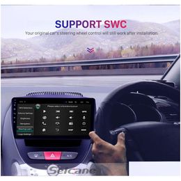 CAR DVD DVD Player 10.1 2 DIN Android Car Radio GPS Navigatie Mtimedia voor Peugeot 107 Citroen C1 Aygo 2005 - 2014 Drop Delivery Auto Dhfhu