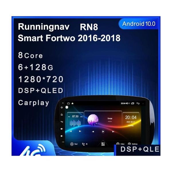 DVD del coche Reproductor de DVD 4G Lte Android 10.1 Fit / Smart Fortwo 2021 Mtimedia Estéreo Coche Navegación Gps Radio Drop Delivery Móviles Motocicletas El Dhfzm