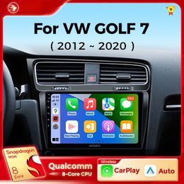 Car DVD pour Volkswagen VW Golf 7 MK7 GTI 2011-2021 Car Radio Carplay HD Multimedia Android 10 Auto Qualcomm GPS Stéréo Video Player 2Din
