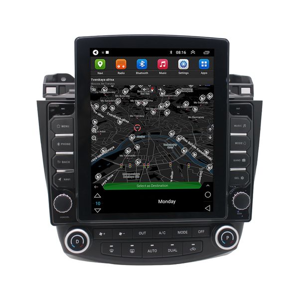 Lecteur DVD de voiture GPS pour Honda Accord avec Navigation intégrée Support d'écran vertical commande au volant 3G Carplay rétroviseur
