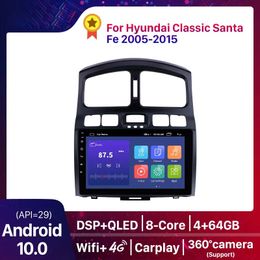 Lecteur multimédia dvd de voiture Android 10.0 GPS 2Din stéréo pour 2005 2006-2015 Hyundai classique Santa Fe HD unité de tête à écran tactile