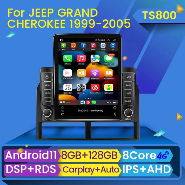 Reproductor estéreo Multimedia con Dvd para coche, autorradio 2Din con Android para Jeep Grand Cherokee 2 WJ 1998-2005, estilo Tesla, unidad principal GPS, Radio y Audio