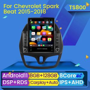 CAR DVD -speler Android 11 voor Chev Spark Beat 2015 2016 2017 Tesla Style Multimedia Stereo Navigation GPS Radio BT