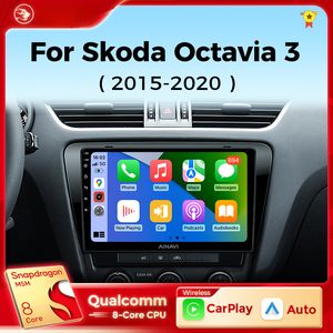 Voiture DVD Radio Android Auto Wireless Carplay Multimedia Player pour Skoda Octavia 3 2014 2015 2017 2017 2018 2019 GPS DSP 2DIN