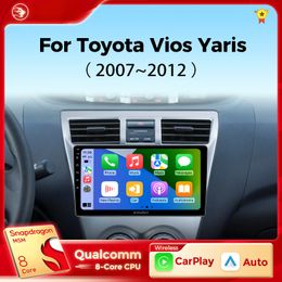CAR DVD Radio CarPlay Android 12 voor Toyota Vios Yaris 2007-2012 Stereo Multimedia Player Video GPS Navigatie BT No 2Din
