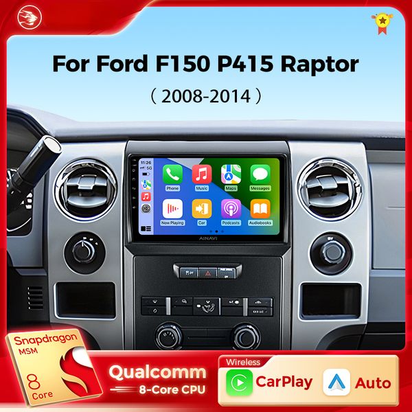 Radio DVD de voiture pour FORD F150 P415 Raptor 2008-2014 Wireless Carplay Android Auto Qualcomm Car Stereo Multimedia Player 2Din