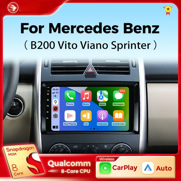 Radio DVD de voiture pour Mercedes Benz B200 W169 W245 Viano Vito W639 Sprinter W906 Wireless Carplay Android Auto Multimedia Player