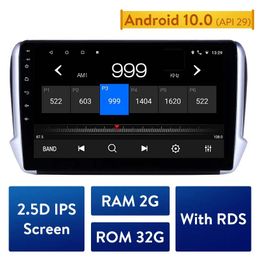 Lecteur dvd de voiture pour Peugeot 2008 2014-2016 avec Bluetooth GPS Android 10.0 2G + 32G IPS 2.5D